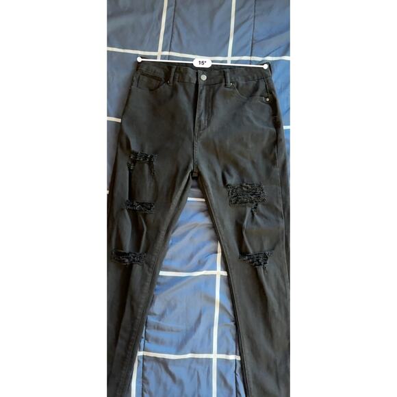 Women's Rocker Size XL Black Distressed Skinny Jeggings - Picture 7 of 11
